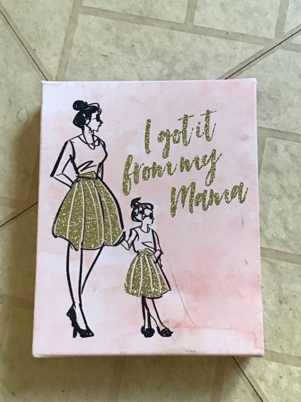 bebe Pink and Gold 'I Got It From My Mama' Wall Art Canvas
